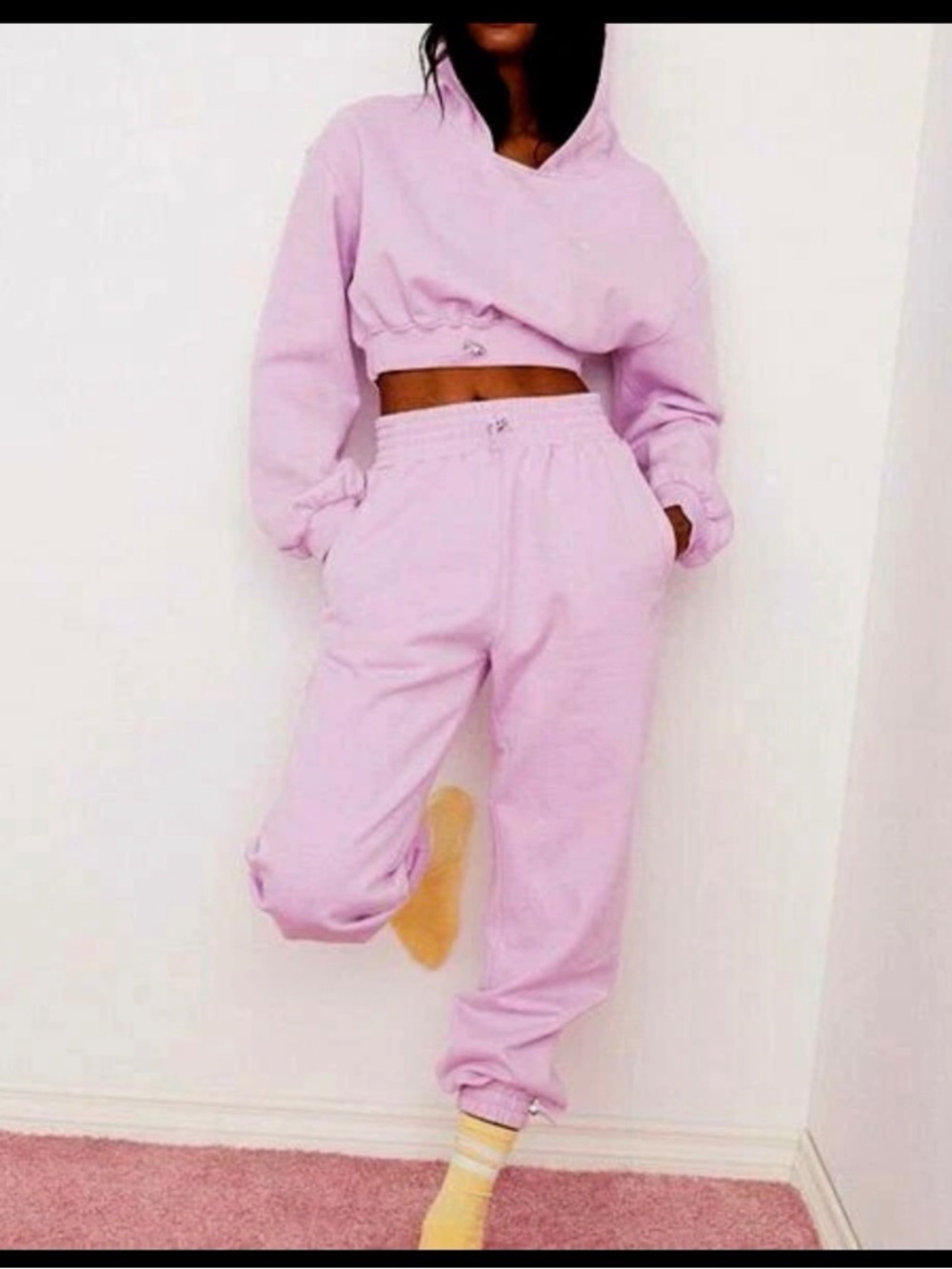 For Love And Lemons Lilac Cropped Hoodie & Joggers Set